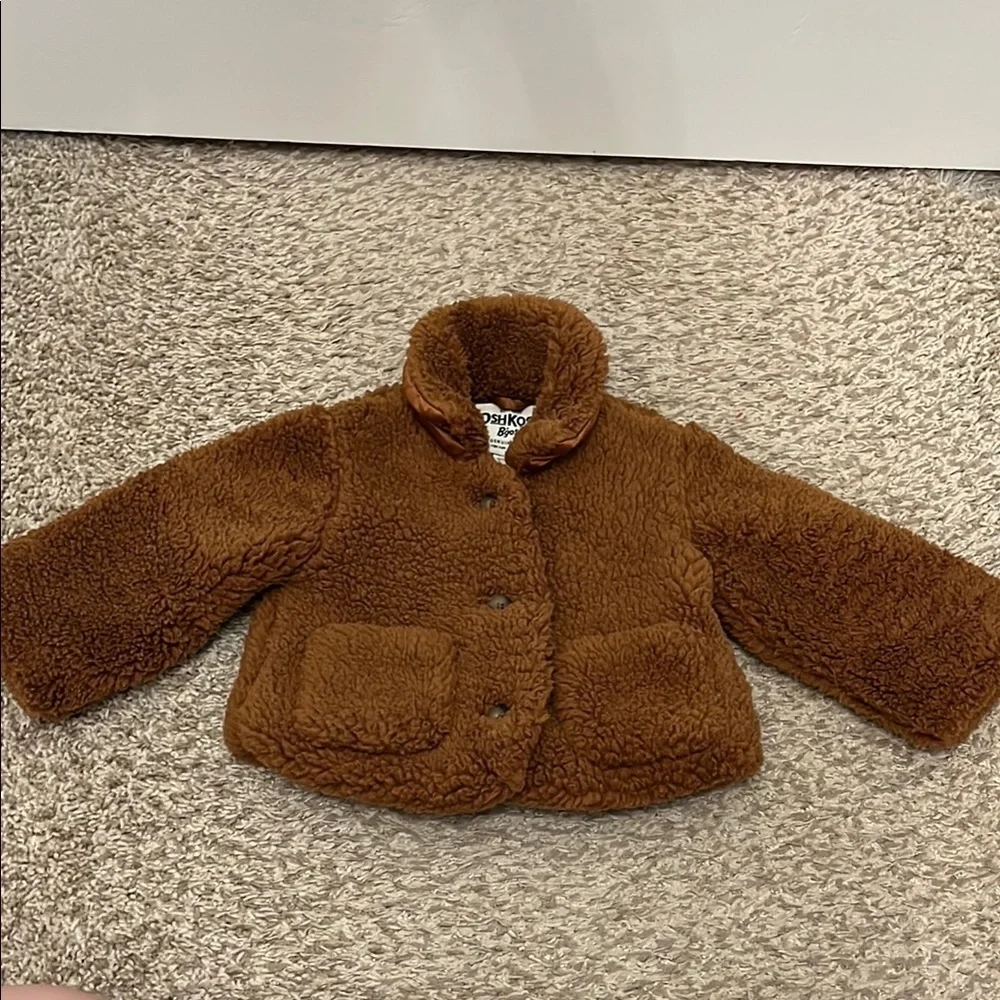 OshKosh Brown Sherpa Button Down Jacket - Size 18 months